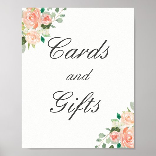 Perzik Bloemkaarten En Cadeaus Huwelijksposter Poster (Voorkant)