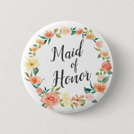 Perzik Bloemkrans | eremedaille Ronde Button 5,7 Cm