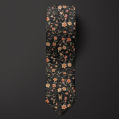 Perzik Bloemmotief op Zwarte Heren Das