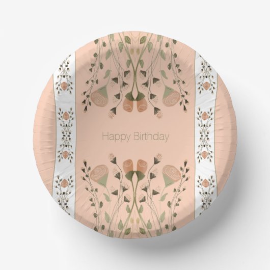 Perzik bloemontwerp patroon papieren kommen (Voorkant)