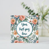 perzik bloemrozen Uitnodiging of kaart (Staand voorkant)