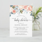 Perzik Bloemschrift Baby Shower Uitnodiging (Staand voorkant)