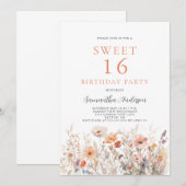 Perzik Bloemzoet 16 Verjaardagsfeest Kaart (Voorkant / Achterkant)