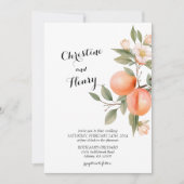 Perzik bloesem bruiloft uitnodiging (Voorkant)