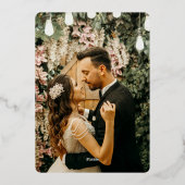 Perzik bloesem lente avond viering goud folie uitnodiging (Achterkant)