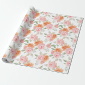 Perzik Bloesem Tuin Cadeaupapier (Uitgerold)