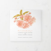 Perzik bloesem waterverf bruiloft Tri-Fold Program Drieluik Programma (Cover)