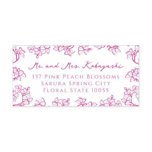 Perzik Bloesems Bloem Aziatische bruiloft retour a Zelfinktende Stempel (Design)