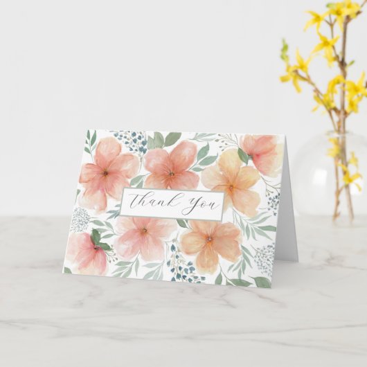 Perzik bloesems Dank u kaart (Gele Bloem)