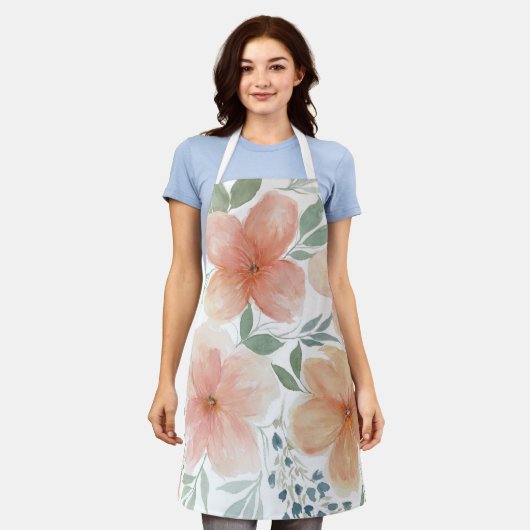 Perzik bloesems Schort (Gedragen)