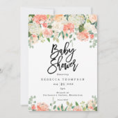 Perzik blos groen Boho Modern baby shower Kaart (Voorkant)