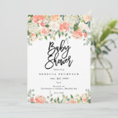 Perzik blos groen Boho Modern baby shower Kaart (Staand voorkant)