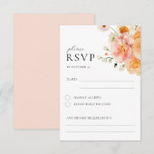 Perzik & Blos Roze Bloemen Bruiloft RSVP Kaart (Voorkant / Achterkant)