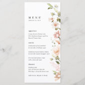 Perzik Blozen Bloemige Trouwreceptie Diner Menu (Voorkant)