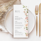 Perzik Blozen Bloemige Trouwreceptie Diner Menu