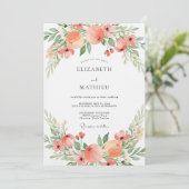 Perzik Blozen Botanische Romantische Bruiloft Kaart (Staand voorkant)