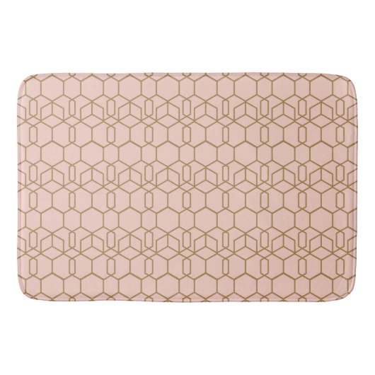 Perzik Blozen & Goud Moderne Boho Geometrische Gla Badmat (Voorkant)