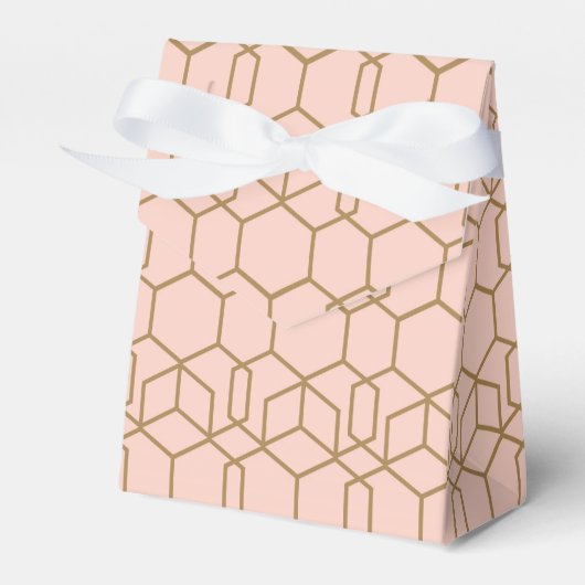 Perzik Blozen & Goud Moderne Boho Geometrische Gla Bedankdoosjes (Voorkant Zijde)