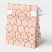 Perzik Blozen & Goud Moderne Boho Geometrische Gla Bedankdoosjes (Achterkant)