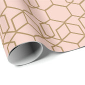 Perzik Blozen & Goud Moderne Boho Geometrische Gla Cadeaupapier (Rol Hoek)