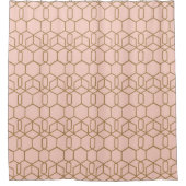 Perzik Blozen & Goud Moderne Boho Geometrische Gla Douchegordijn (Voorkant)