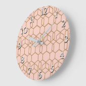 Perzik Blozen & Goud Moderne Boho Geometrische Gla Grote Klok (Hoek)