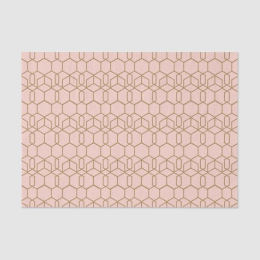 Perzik Blozen & Goud Moderne Boho Geometrische Gla Tissuepapier (Voorkant)