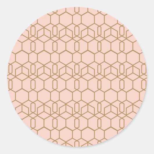 Perzik Blozen & Gouden Moderne Boho Geometrische G Ronde Sticker (Voorkant)