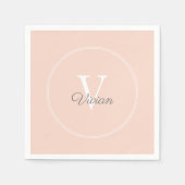 Perzik Blozen Monogram Verjaardag Servet (Voorkant)
