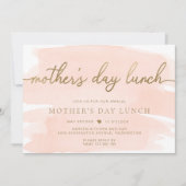 Perzik Blush Aquarel Goud Moederdag Lunch Kaart (Voorkant)