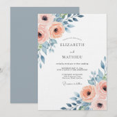 Perzik Blush Bloom Bruiloft Kaart (Voorkant / Achterkant)
