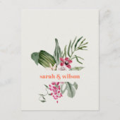 Perzik Blush Boho Tropische Bloemen Bruiloft Detai Informatiekaartje (Achterkant)