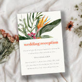 Perzik Blush Boho Tropische Bloemen Bruiloft Recep Informatiekaartje