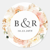 Perzik, Blush, Champagne Wedding Envelope / Favor Ronde Sticker (Voorkant)