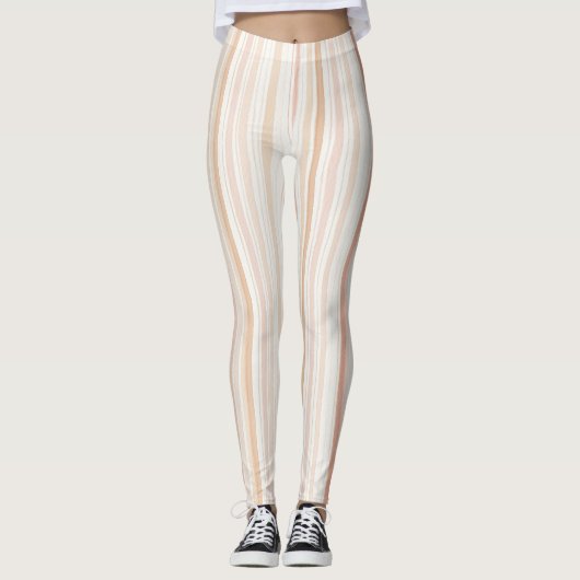 Perzik Blush Crème Strepen  Leggings (Voorkant)