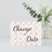 Perzik Blush Damask Verander de Datum Briefkaart (Staand voorkant)