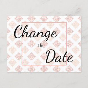 Perzik Blush Damask wijzig de datum Briefkaart