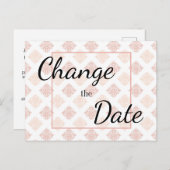 Perzik Blush Damask wijzig de datum Briefkaart (Voorkant / Achterkant)