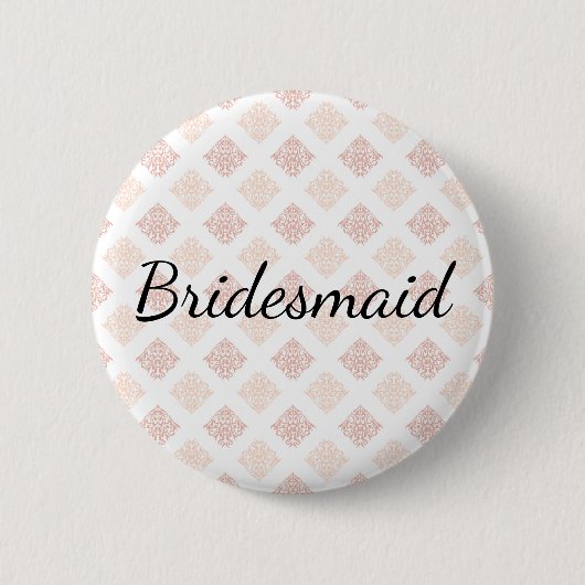 Perzik Blush Damast Bruidsmeisje Ronde Button 5,7 Cm (Voorkant)