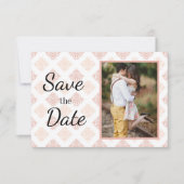 Perzik Blush Damast Save The Date (Voorkant)