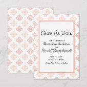 Perzik Blush Damast Save The Date (Voorkant / Achterkant)