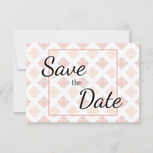 Perzik Blush Damast Save The Date (Voorkant)