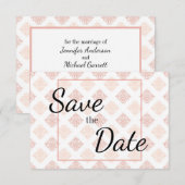 Perzik Blush Damast Save The Date (Voorkant / Achterkant)