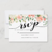 Perzik & Blush Flowers Wedding RSVP Kaart (Voorkant)
