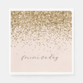 Perzik Blush Goud Glam Glitter Bruiloft Servet (Voorkant)