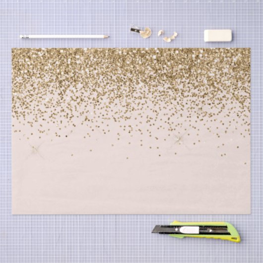 Perzik Blush Goud Glam Glitter Bruiloft Tissuepapier (Craft)