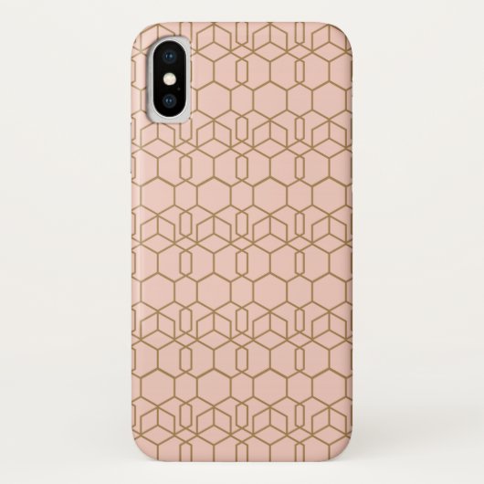 Perzik Blush & Goud Moderne Boho Geometrische Glam Case-Mate iPhone Case (Achterkant)