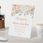 Perzik Blush Ivoor Baby shower Mom-osa Bar Sign Reclamebord Met Voetstuk (Insitu)