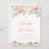 Perzik Blush Ivoor Bloemen Bloemen Bevestiging Kaart (Voorkant)