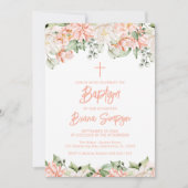 Perzik Blush Ivoren Bloemen Bloemen Bloemendoop Kaart (Voorkant)